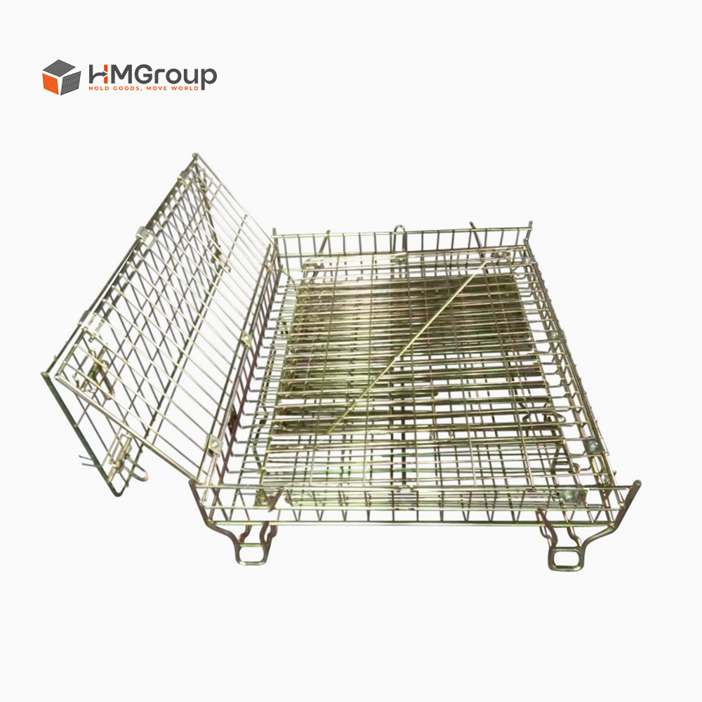 Steel wire mesh container for wine industry