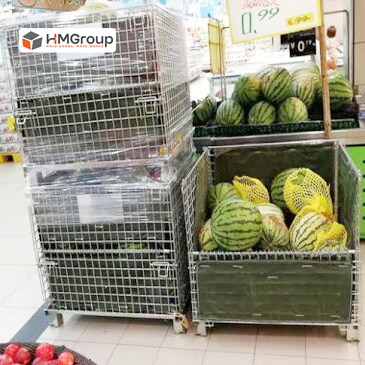 Warehouse storage wire container from HM Group for pet preform and fulfillment operations
