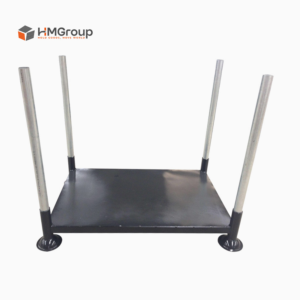 Stackable steel storage rack with a powder-coated steel base