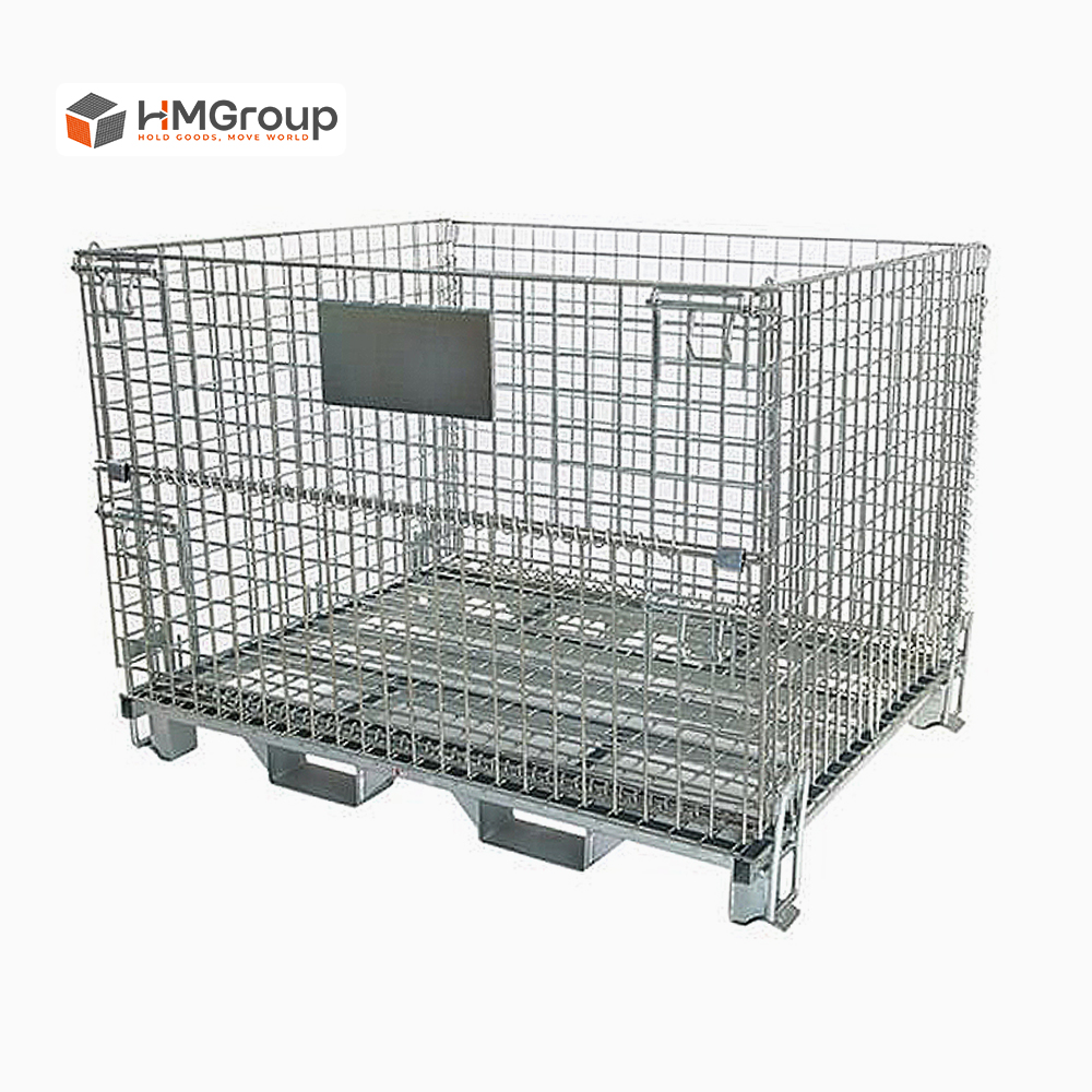 Wire container with forklift guide design for safe handling