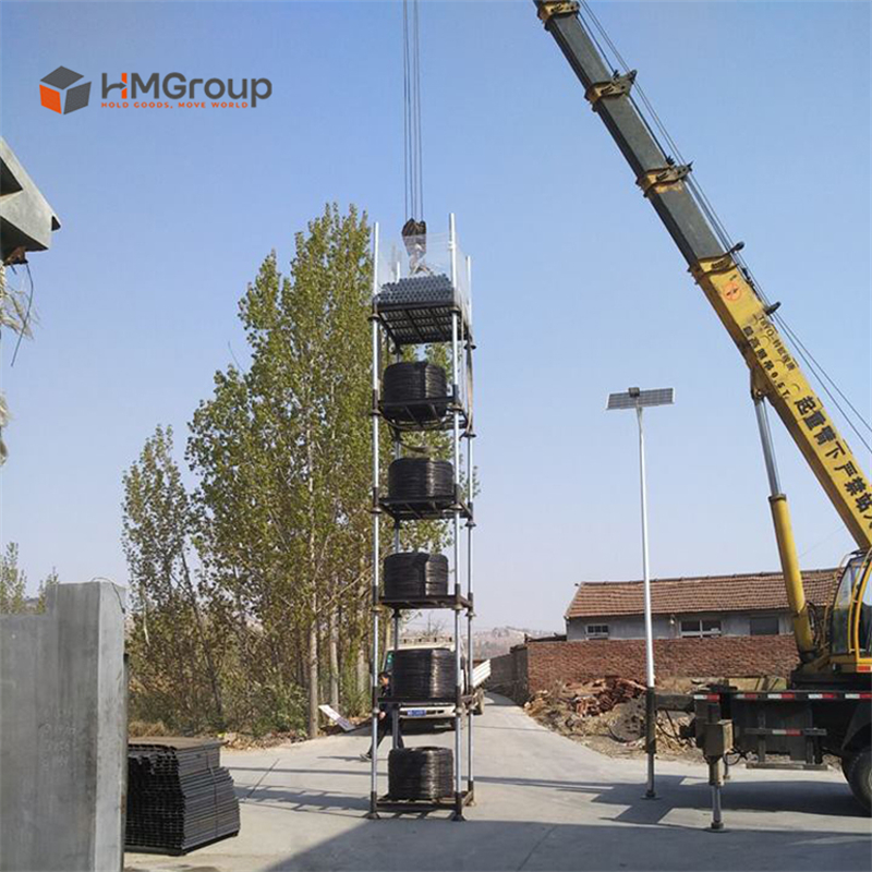 Stacking storage rack during stacking and loading test