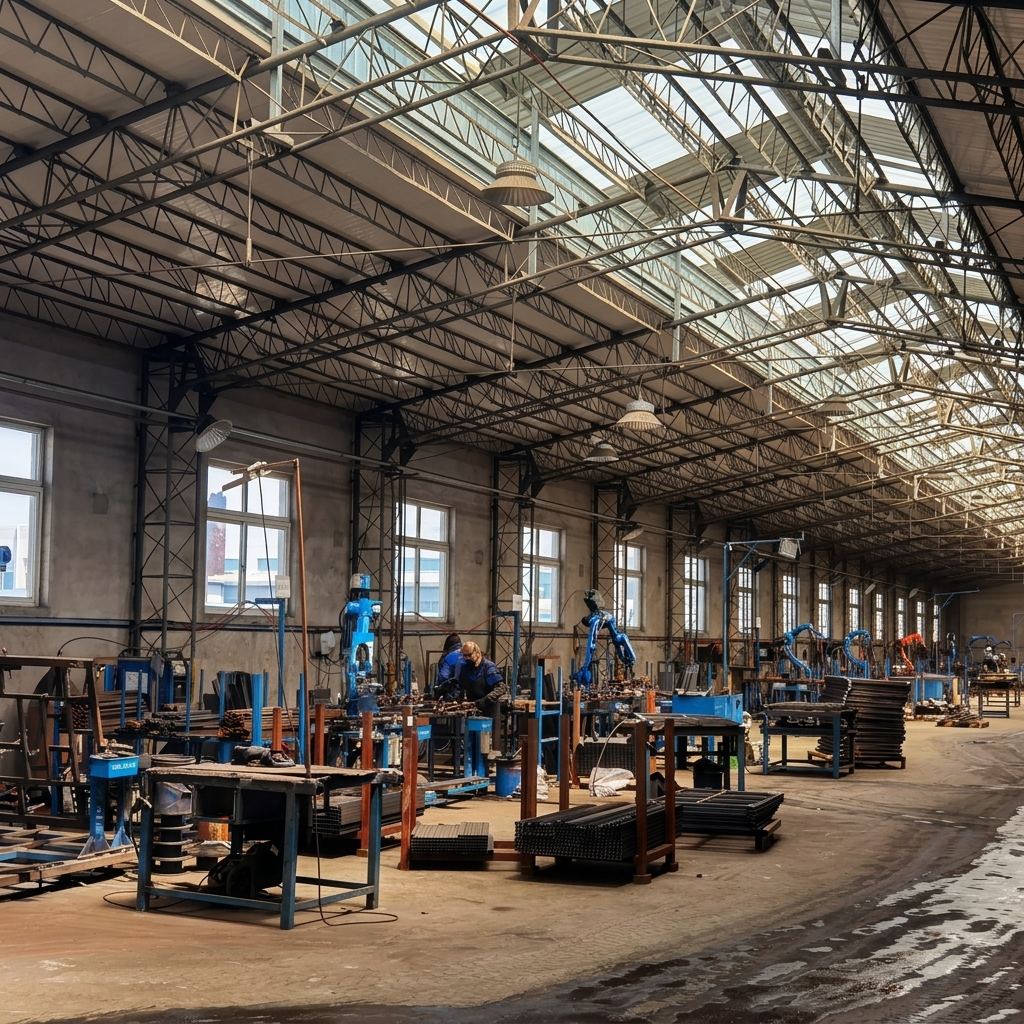 Automated welding robot in wire container production