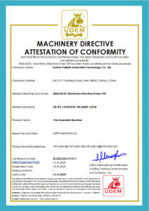 MACHINERY DIRECTIVE ATTESTATION OF CONFORMITY