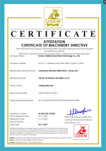 ATTESTATION CERTIFICATE OF MACHINERY DIRECTIVE