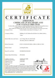ATTESTATON CERTIFICATE OF MACHINERY AND LOW VOLTAGE DIRECTTVES