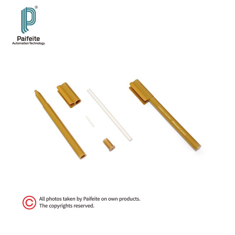 Machined and molded pen assembly machine parts showing component-level material build detail