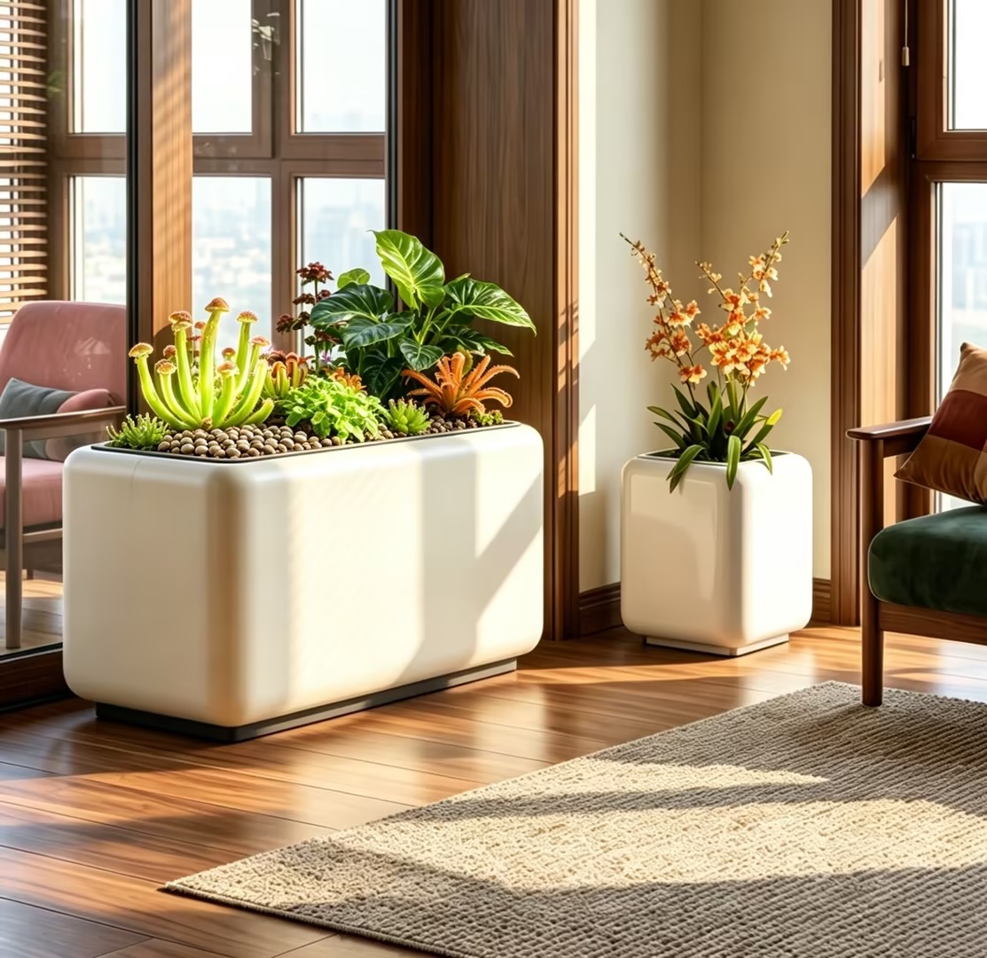 Rectangular cream-white apple planter