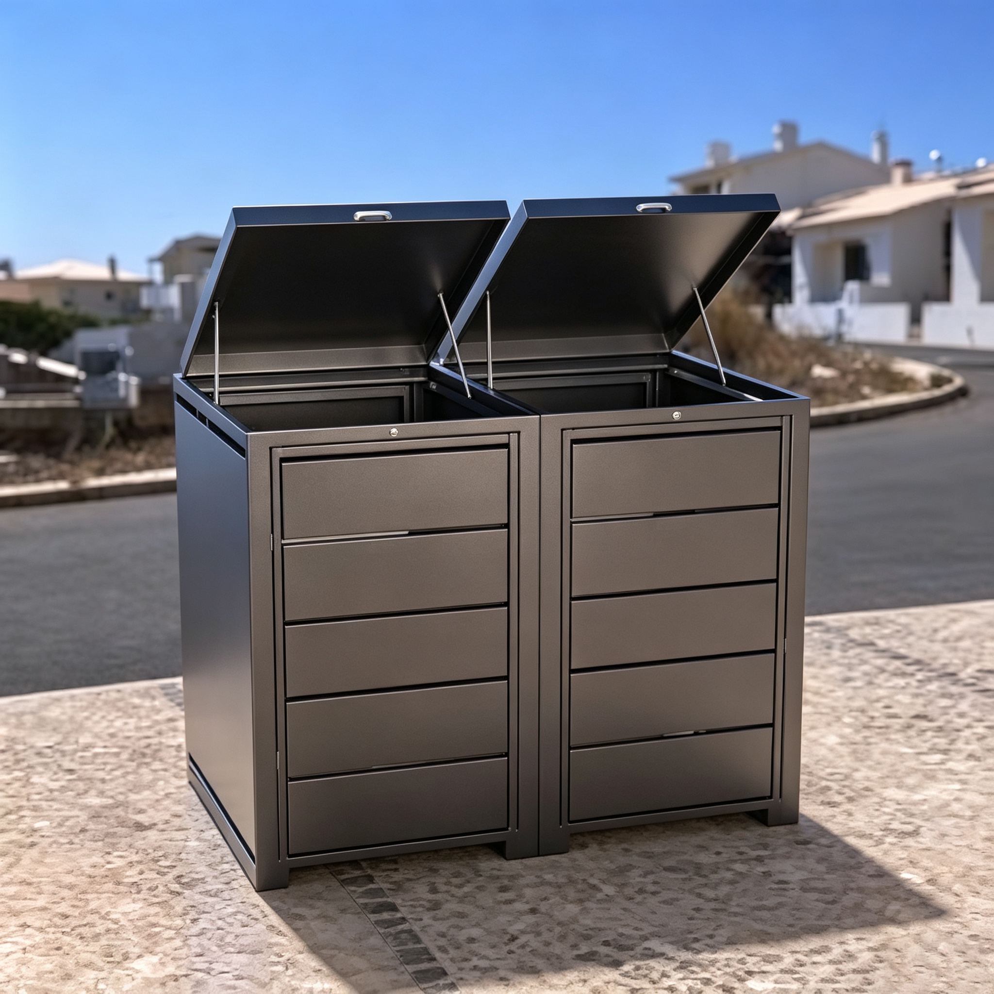 All-metal garbage bin