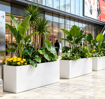 White rectangular planter