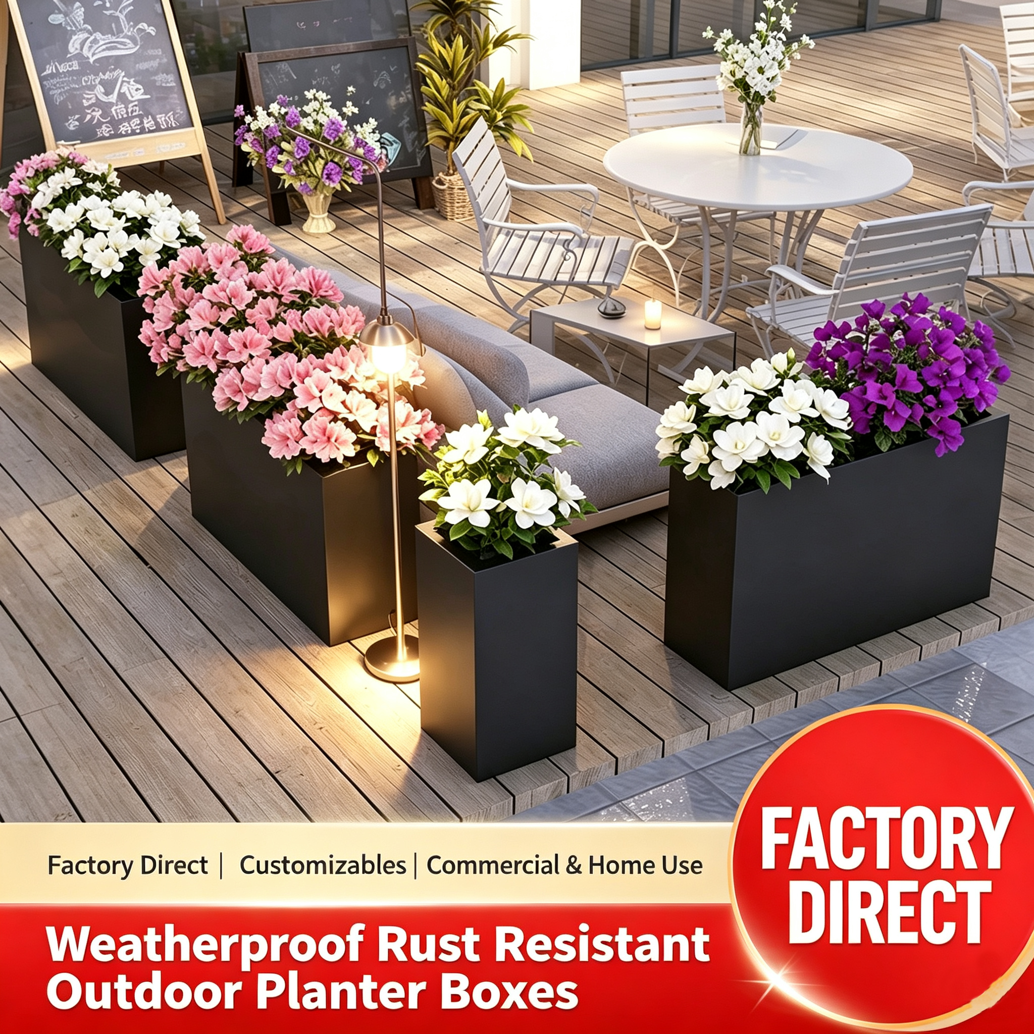 Black rectangular planter