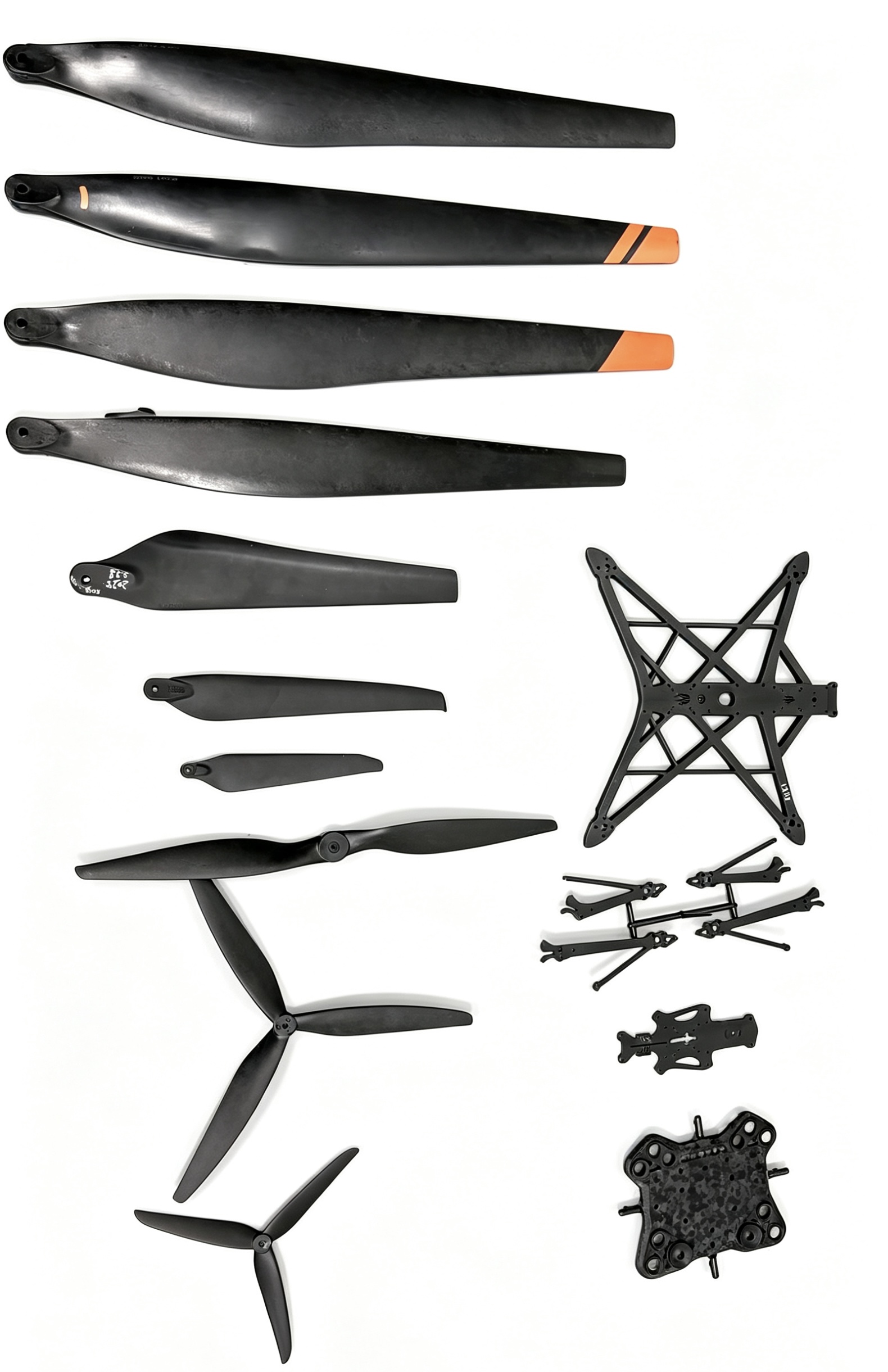 Long carbon fiber composite plastic components for unmanned aerial vehicle structures