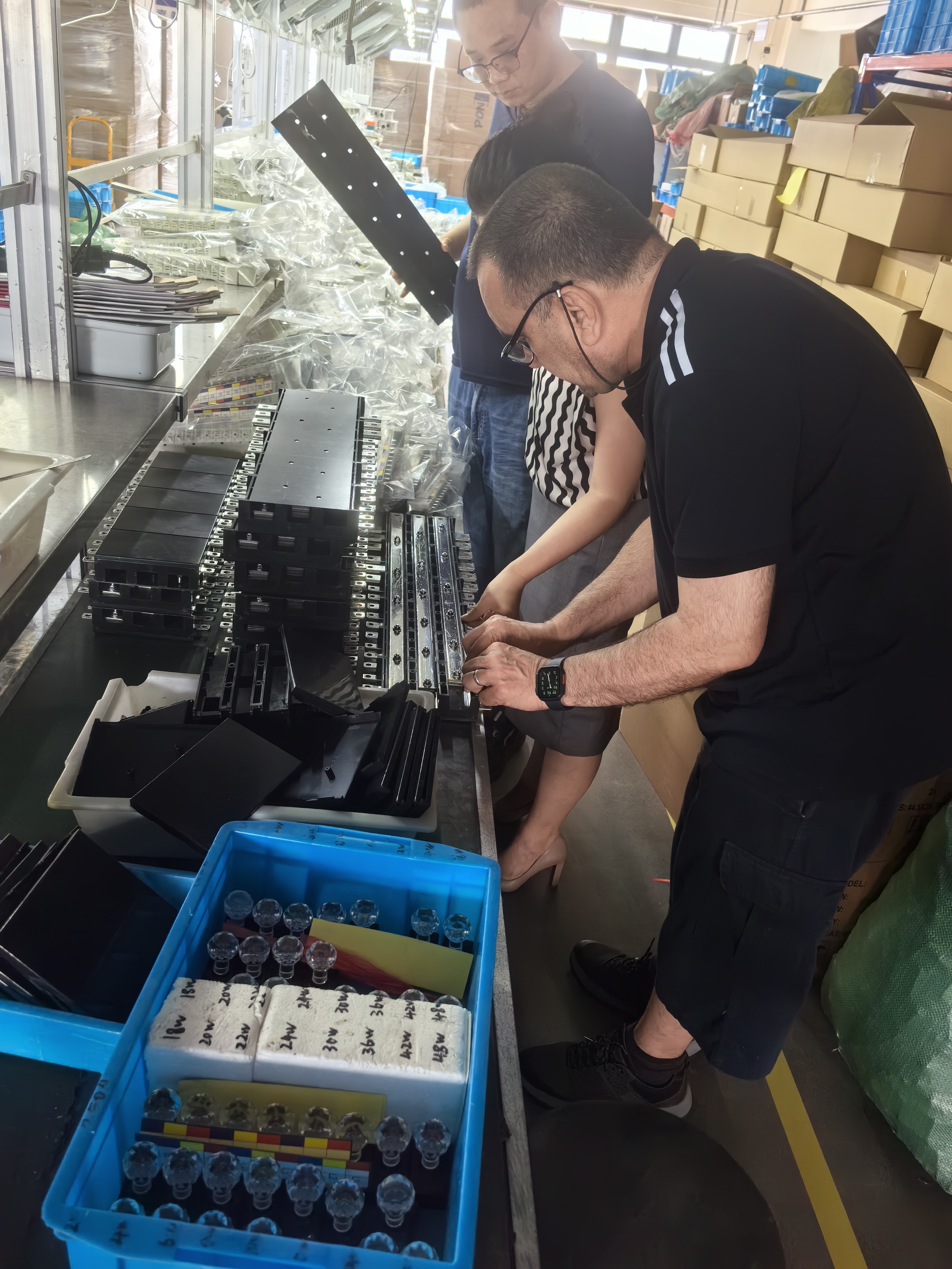 Busbar and distribution box assembly work in progress at the Barfuses workshop
