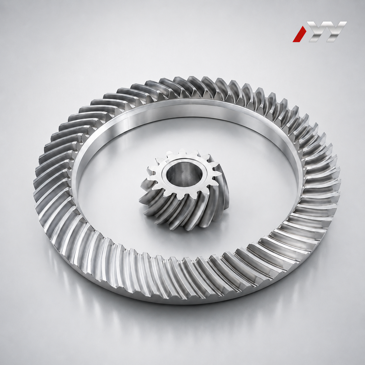 Matched spiral bevel gear set manufactured by New Yinye Transmission