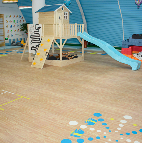 PVC flooring application in a school gymnasium