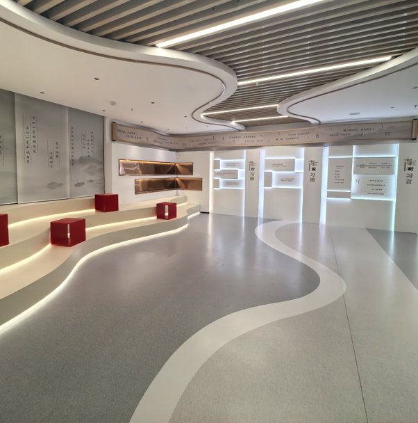 Exhibition hall with commercial PVC flooring