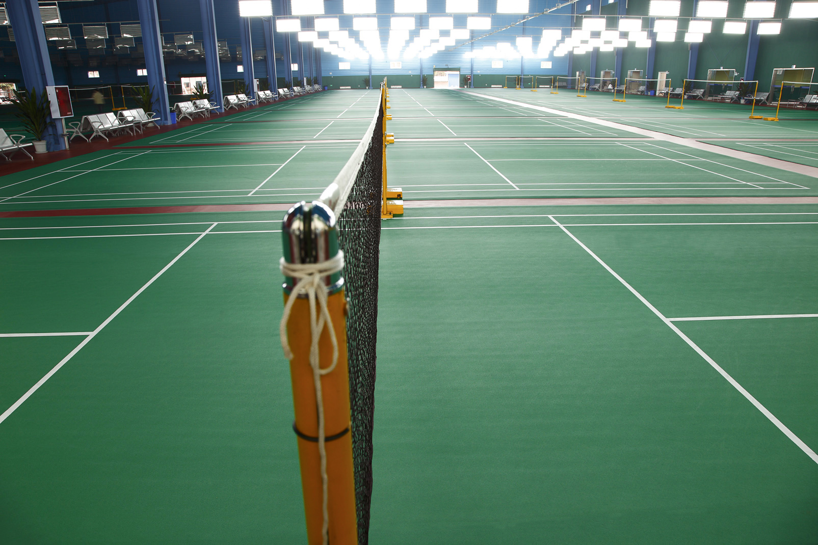 Badminton court with BWF certified PVC flooring
