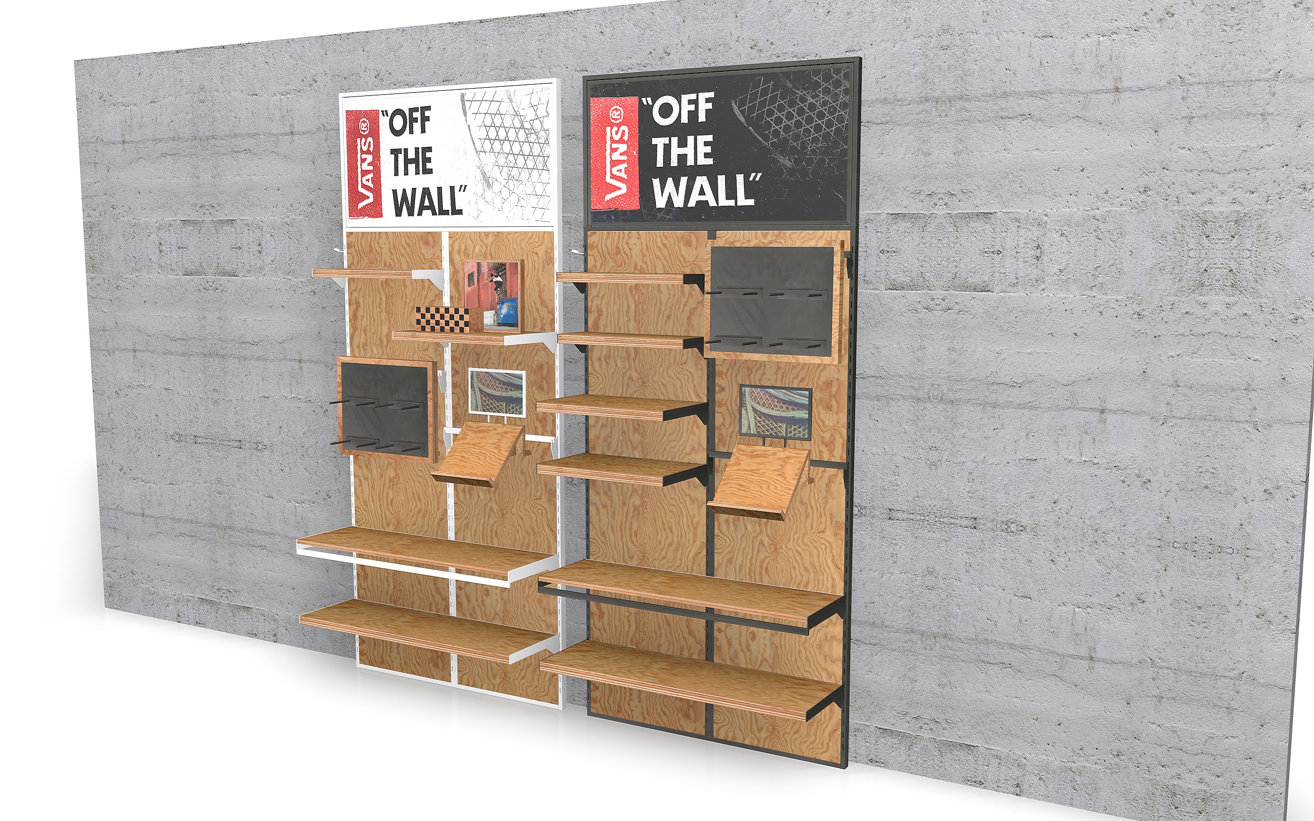 Custom wood store fixture with veneer finish used for brand store product display