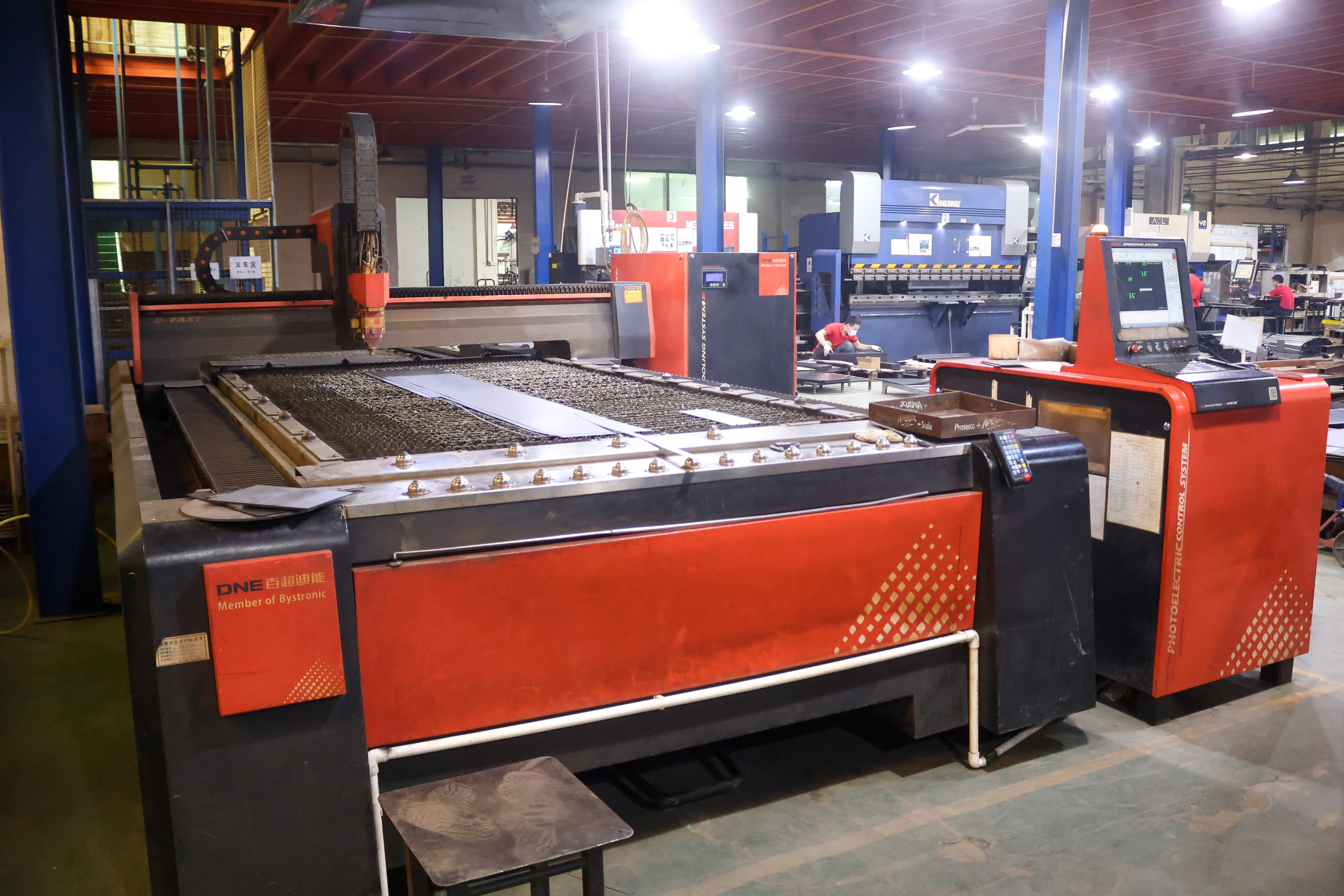 Sheet metal laser area at ECO DDL display fixtures factory