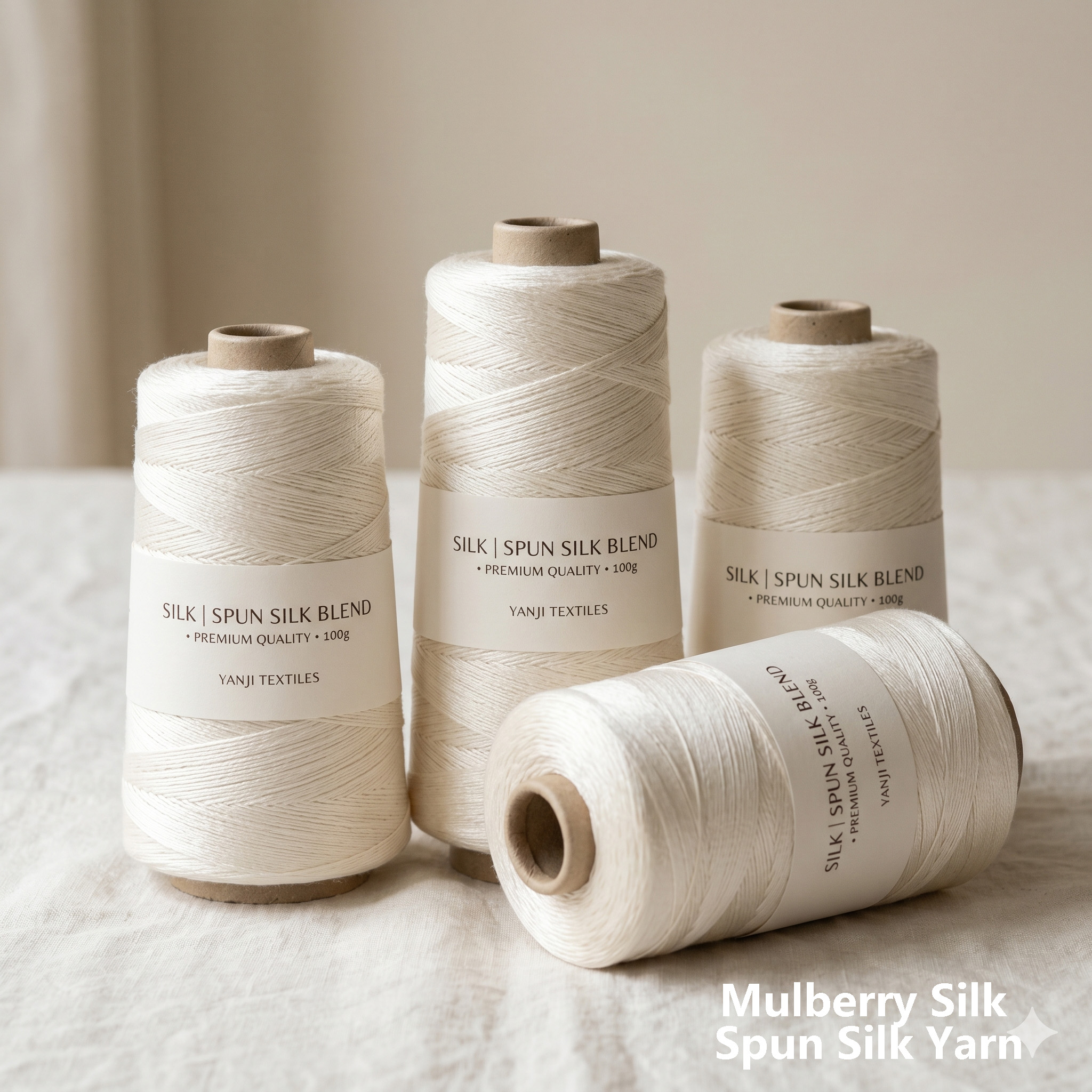 Mulberry silk spun yarn used in premium knitwear programmes
