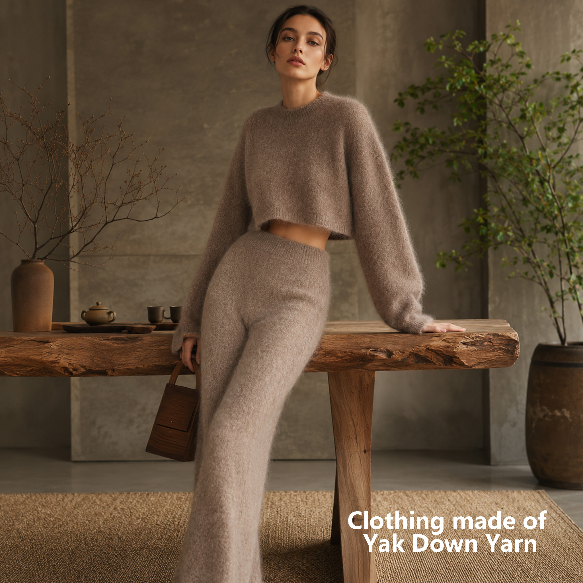 Garment made of Yak Down Yarn showing soft cashmere-like hand feel for winter knitwear