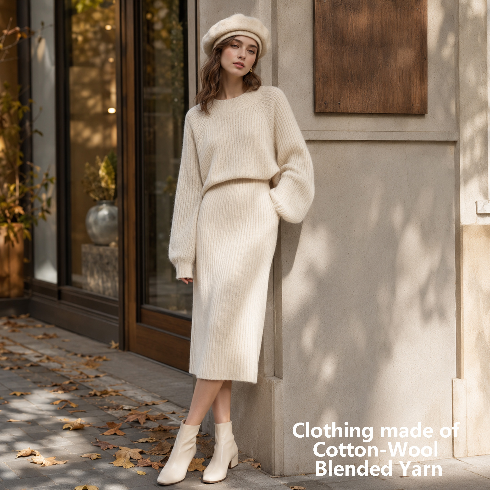 Knitwear application of cotton-wool blended yarn for sweaters and cardigans in autumn-winter programs