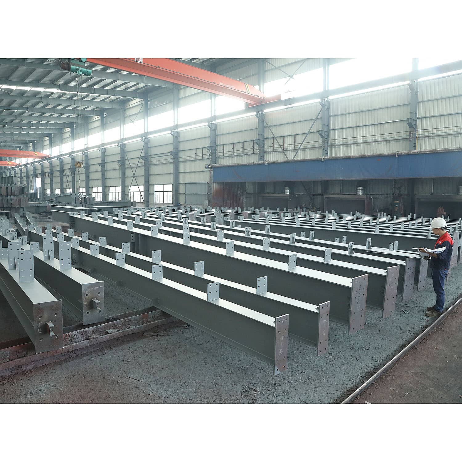Ganyo steel structure fabrication factory producing prefabricated steel building components for coastal and high-humidity projects