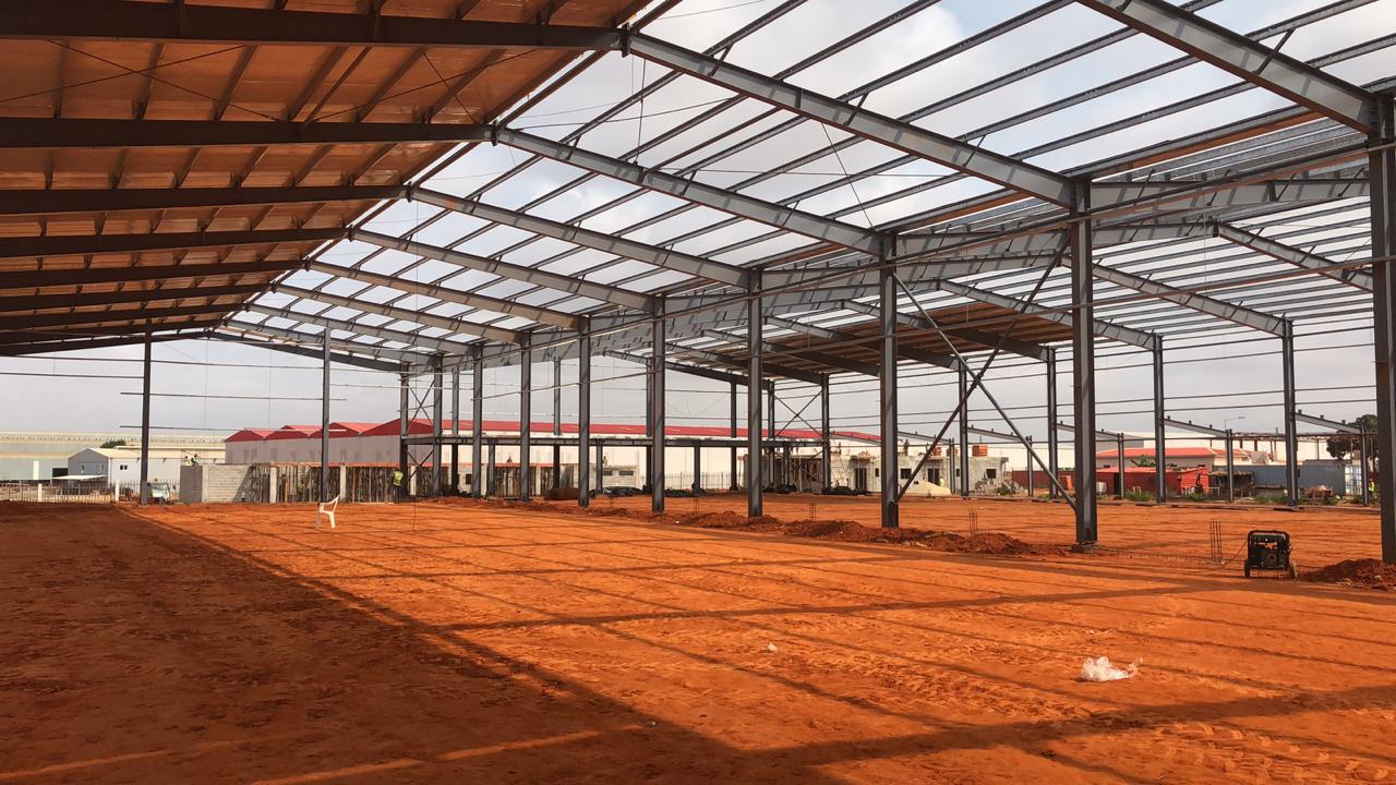 Steel structure workshop project in Angola engineered for coastal salt spray and heavy rainfall
