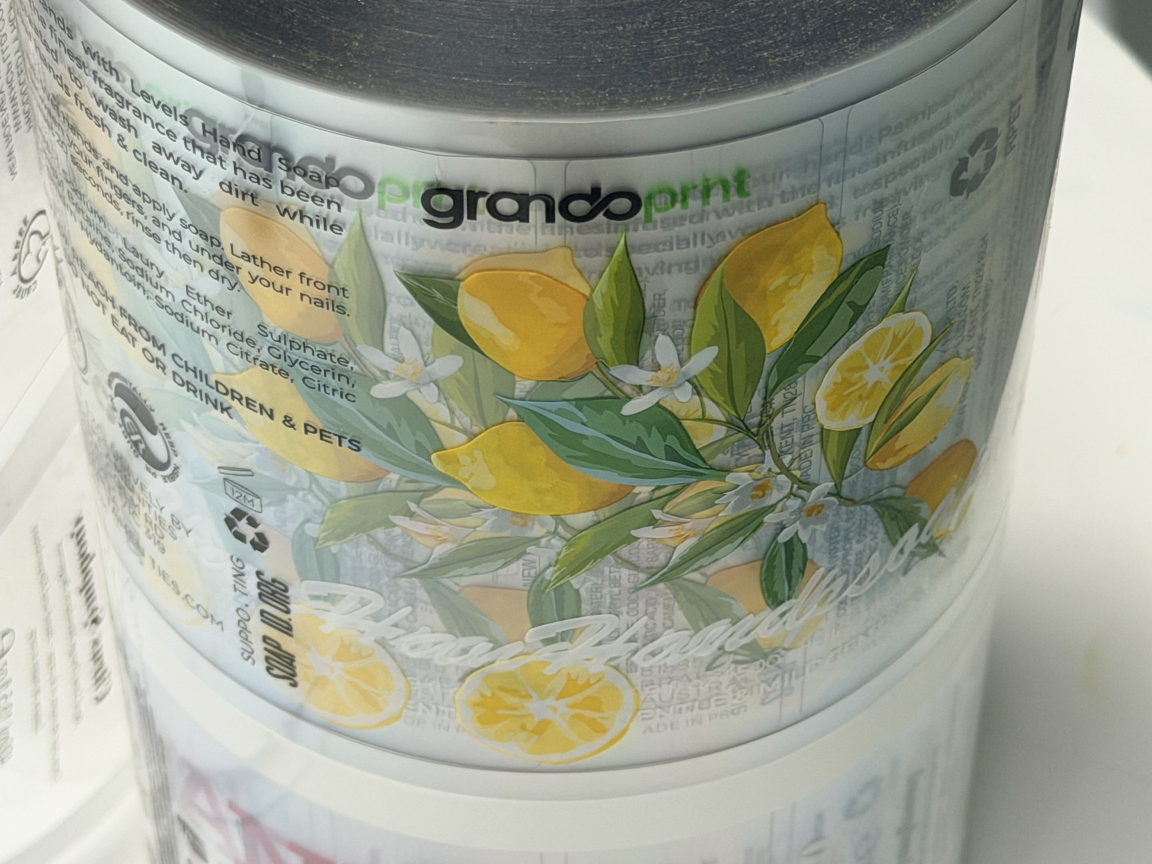 Clear PET film label printed on the Grandoprint GR350S