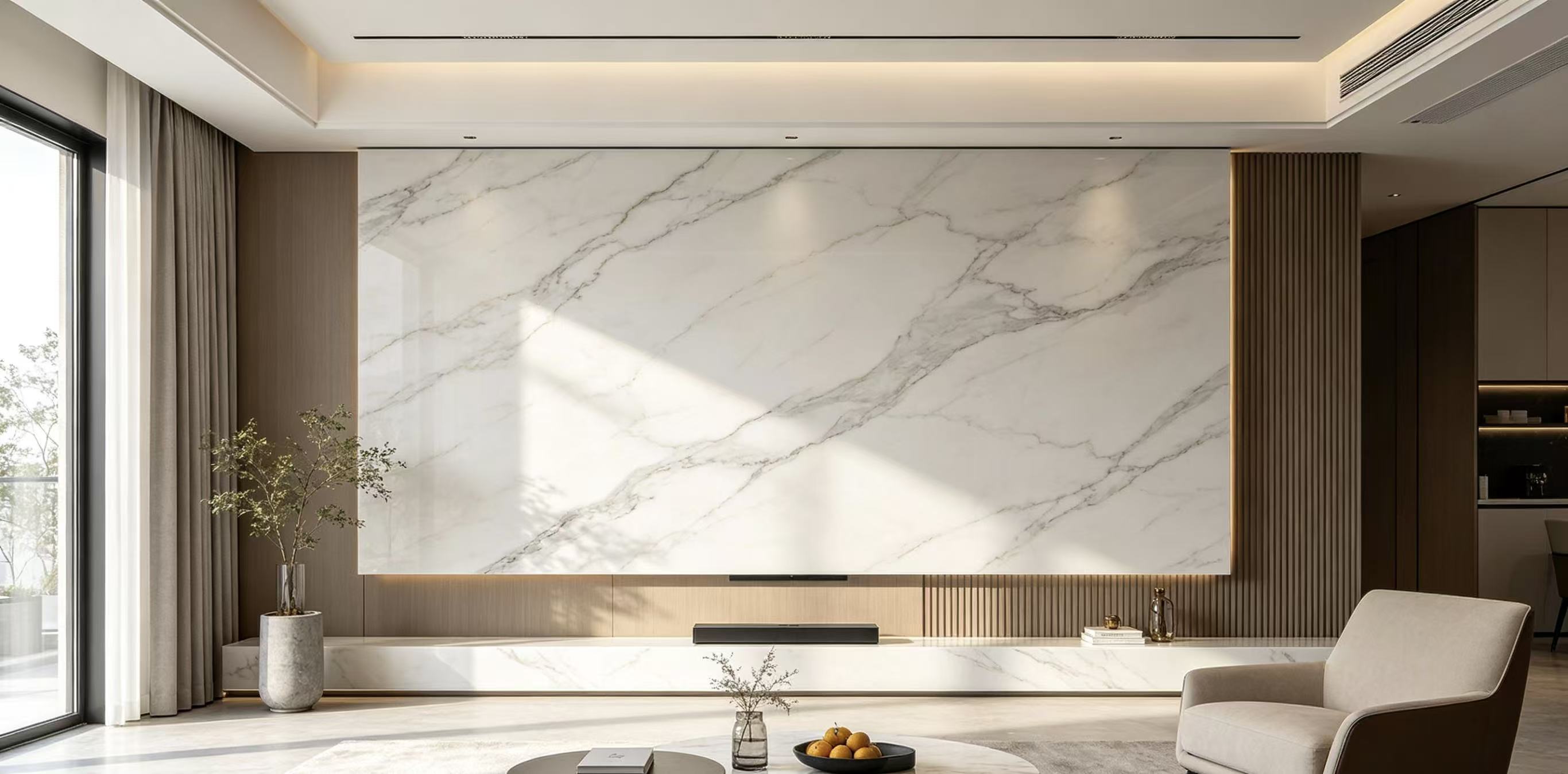 Natural stone background wall as an architectural decoration application