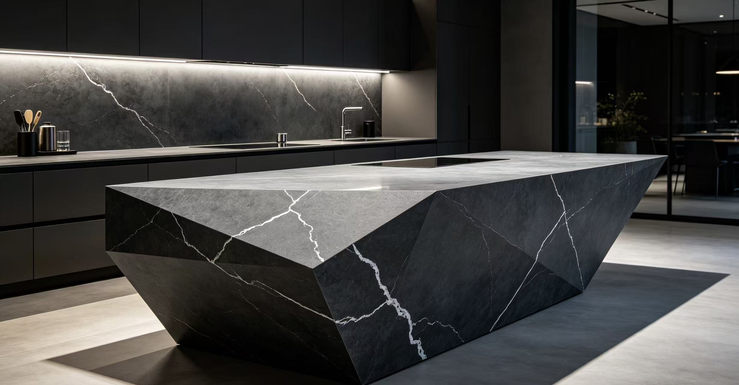 Exotic island countertop finished by GLOBALSTONE for interior design projects
