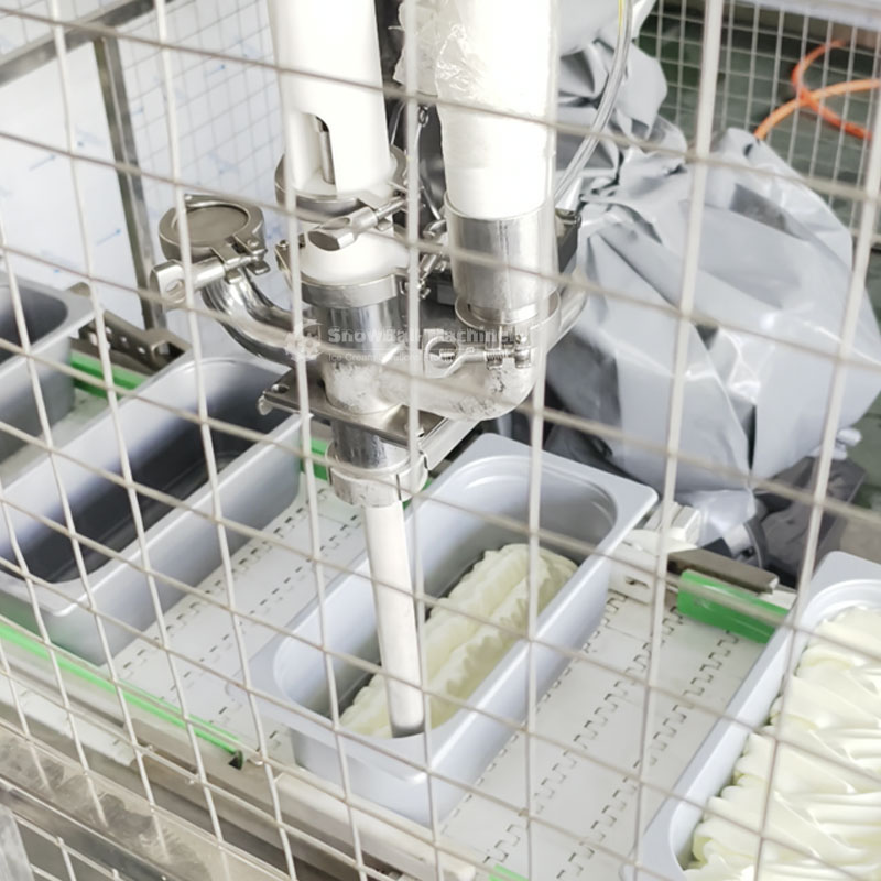 Robot ice cream filling machine for automated precision filling