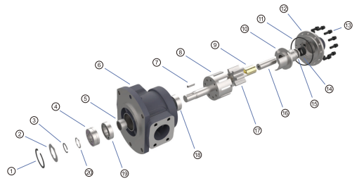 PST180 internal gear pump exploded view drawing