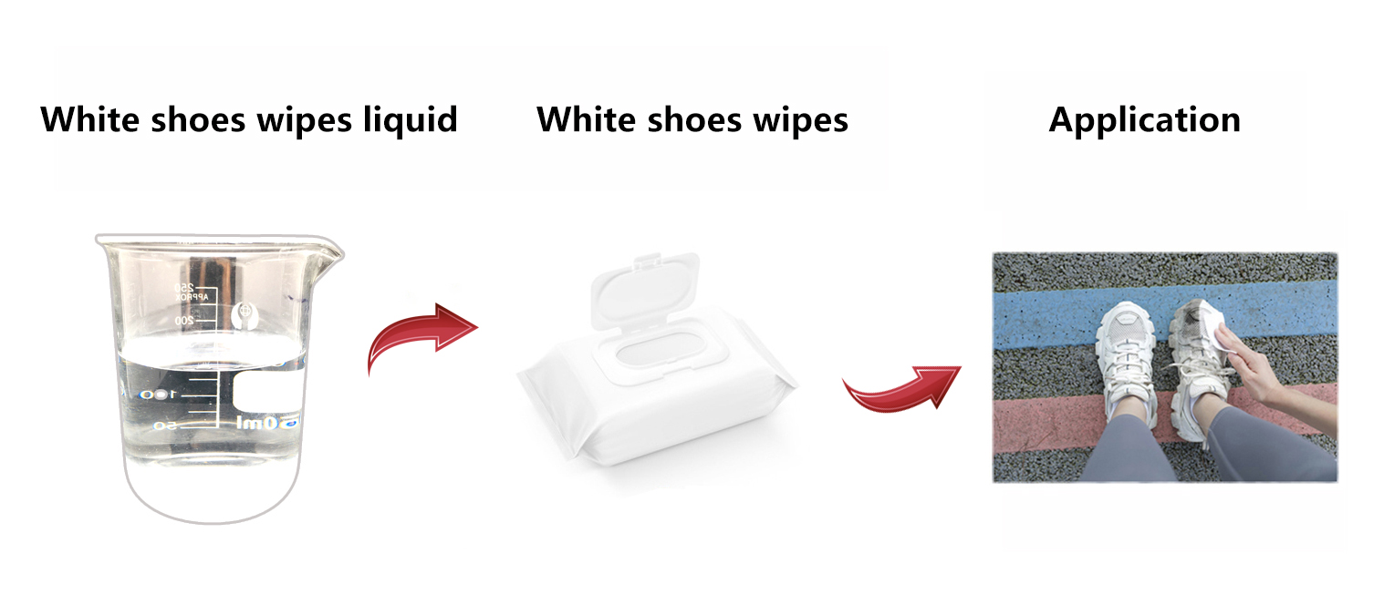 White shoes wipes liquid packaging