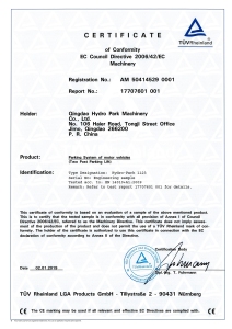 CE Machinery Certificate