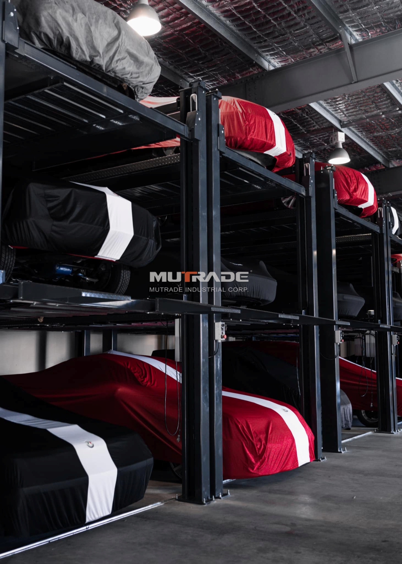 Hydro Park 2525 triple car stacker with hydraulic cylinder and chain drive for commercial car storage