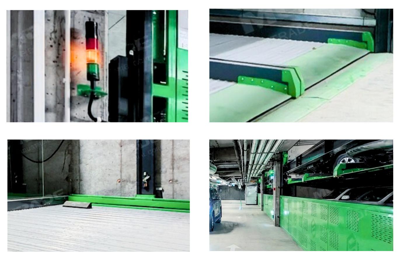 Multi-level puzzle parking system with pit installed in a high-traffic commercial area, showing the structural configuration and pit interface that buyers must normalise before comparing parking lift bids
