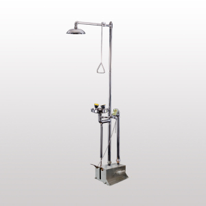 Anti-freeze shower and eyewash small pedal