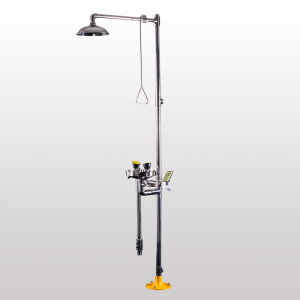 Grounded shower and eyewash single pole