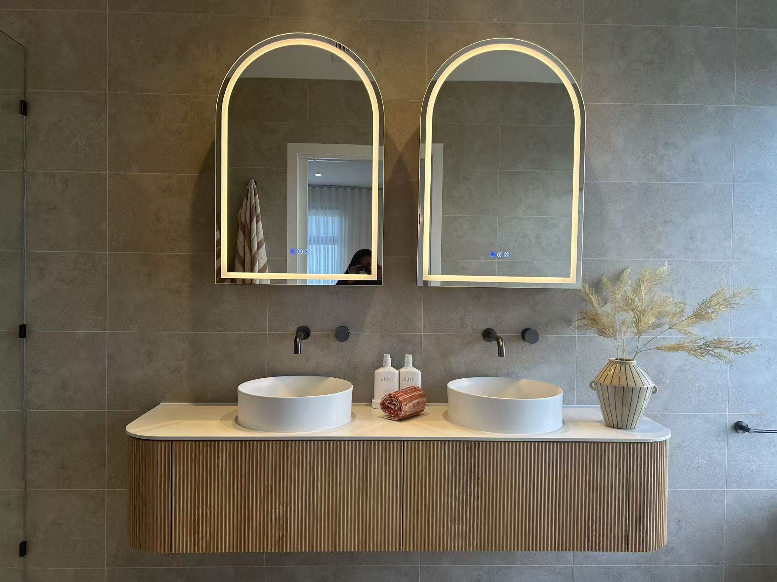 Bathroom vanity installed in an Australian villa bathroom