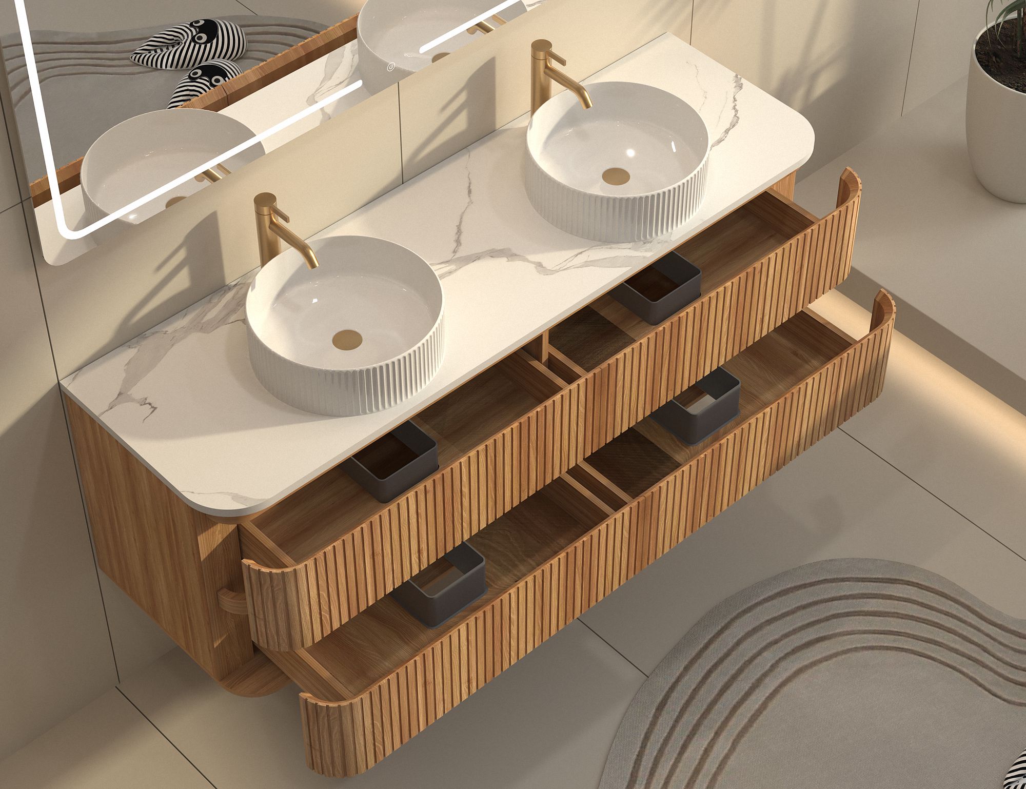 SHKL KL813003 wall mounted bathroom vanity made of plywood and solid wood