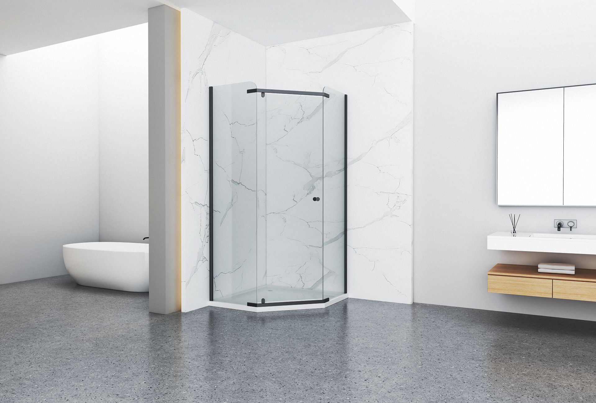 Frameless shower door by SHKL