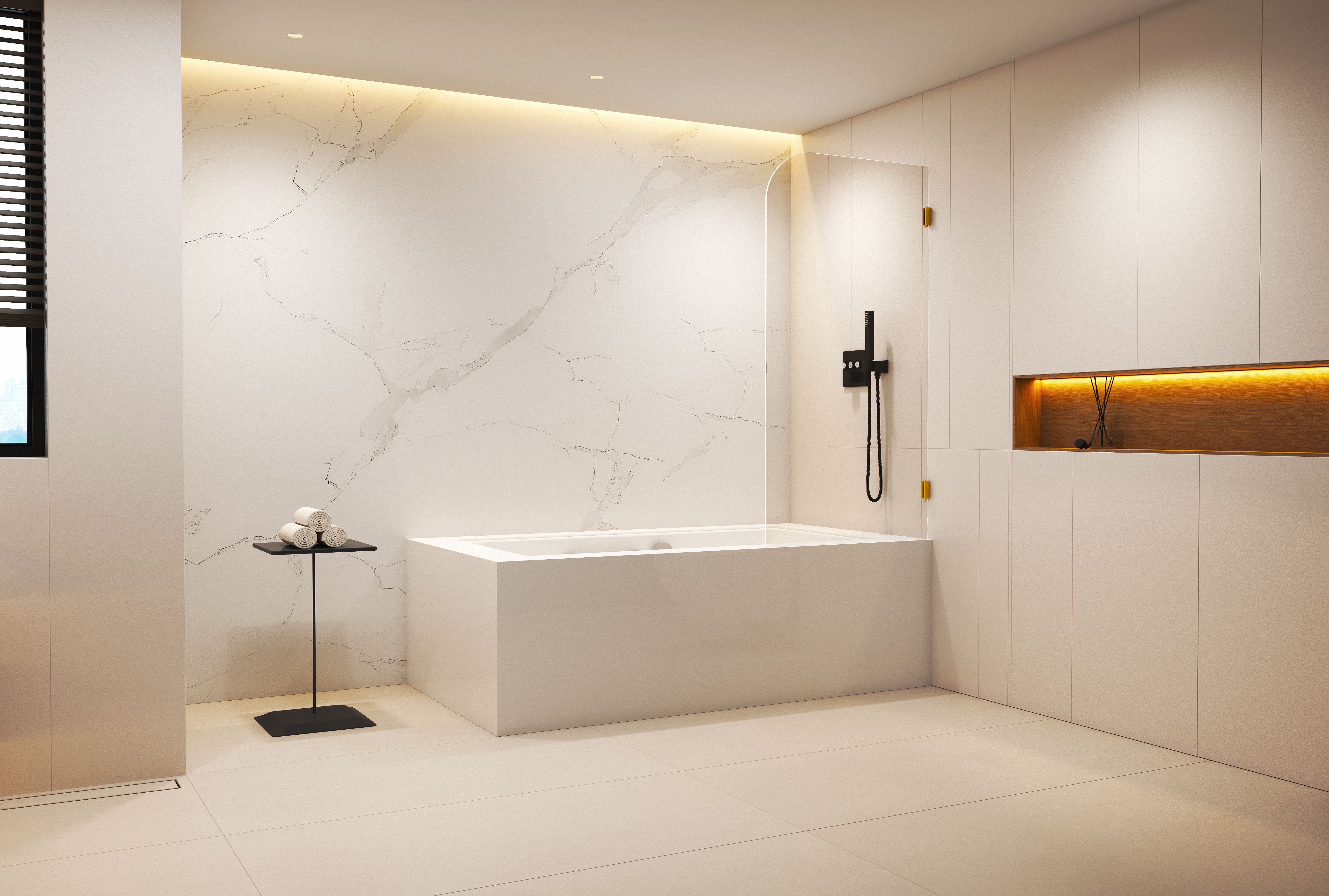 Bathtub shower door model KL-AS5605110-5 displaying clean lines and secure enclosure