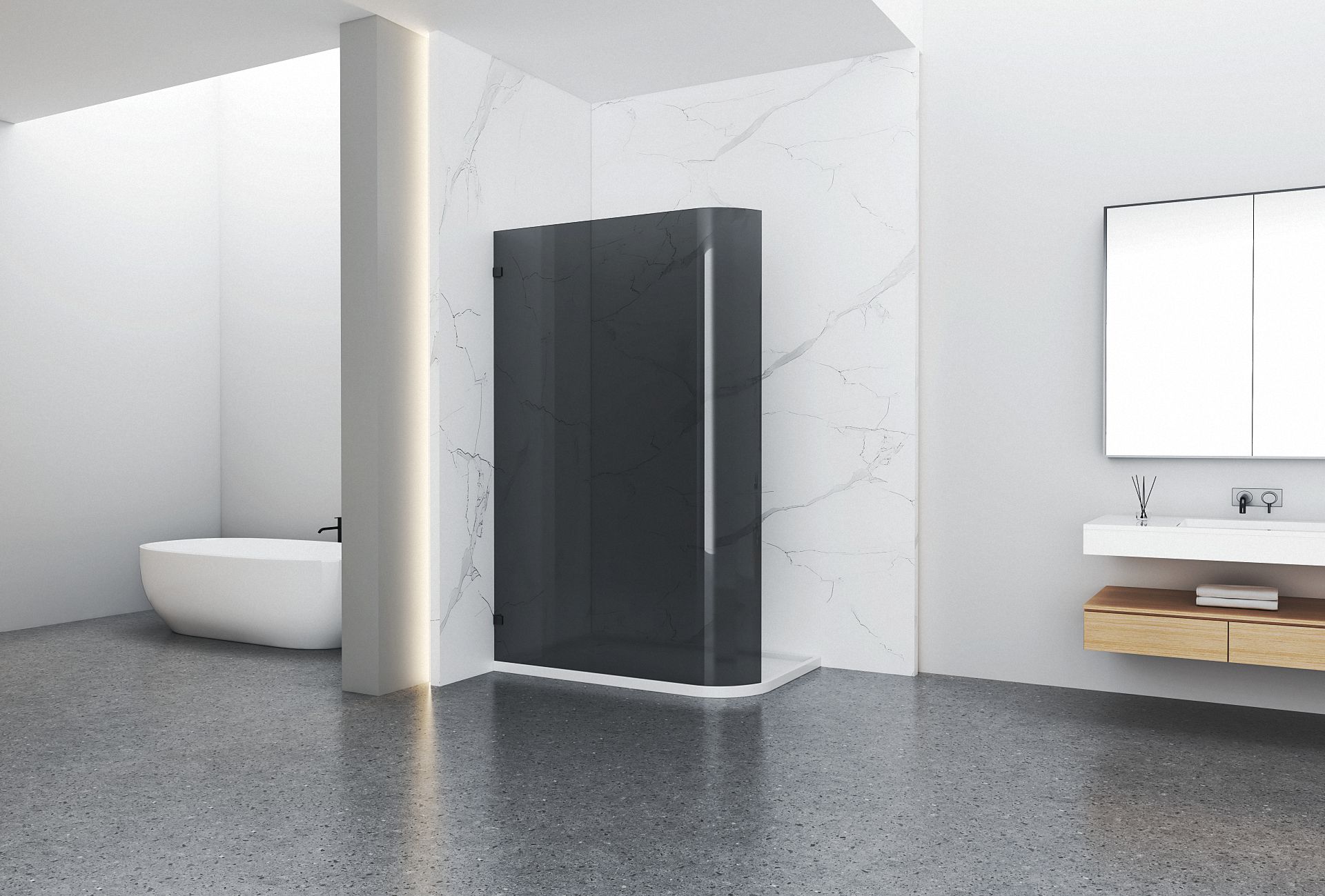 SHKL shower screen model KL-AS001 with multiple glass craftsmanship options