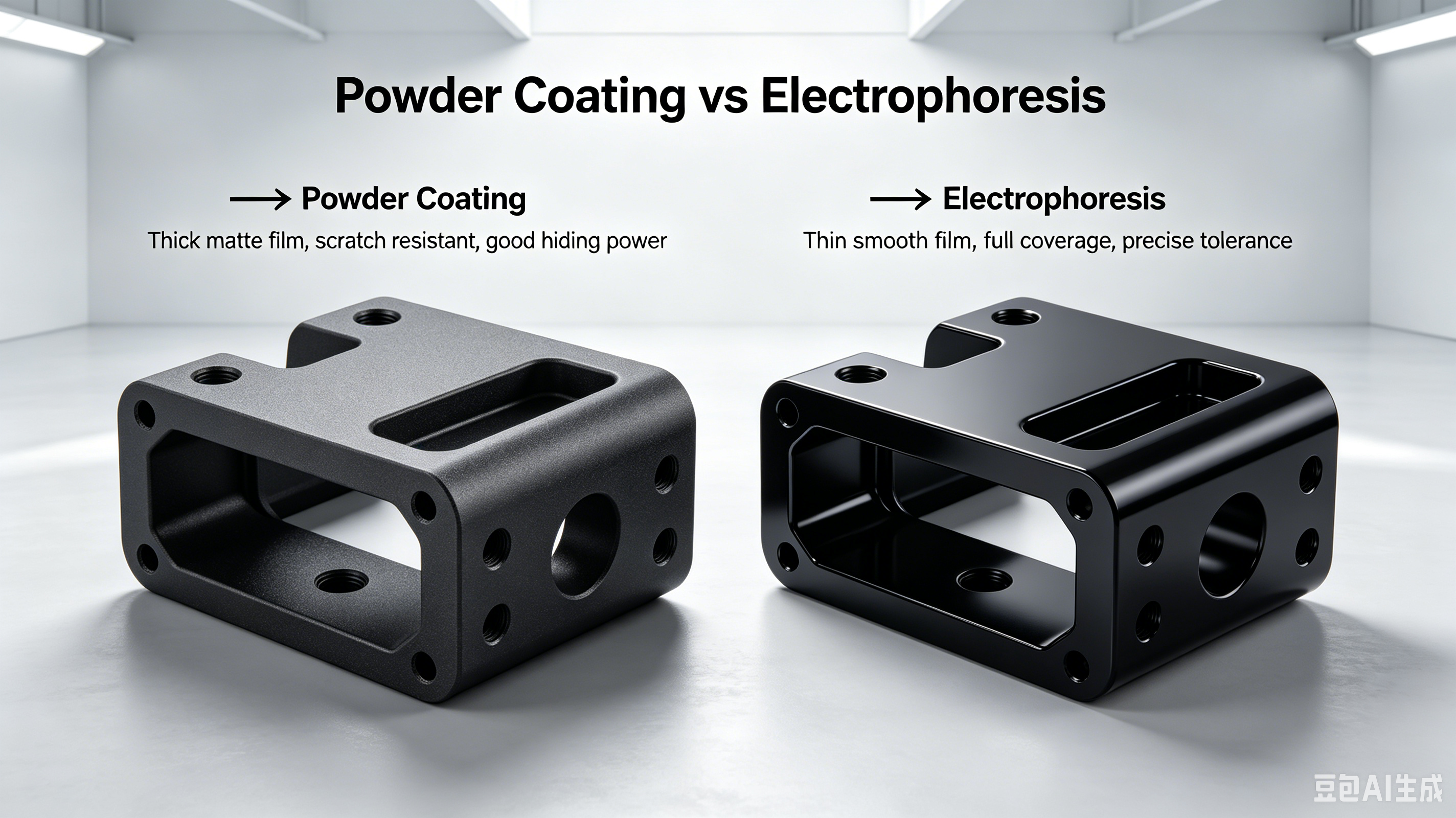 E-coated metal parts with uniform coverage
