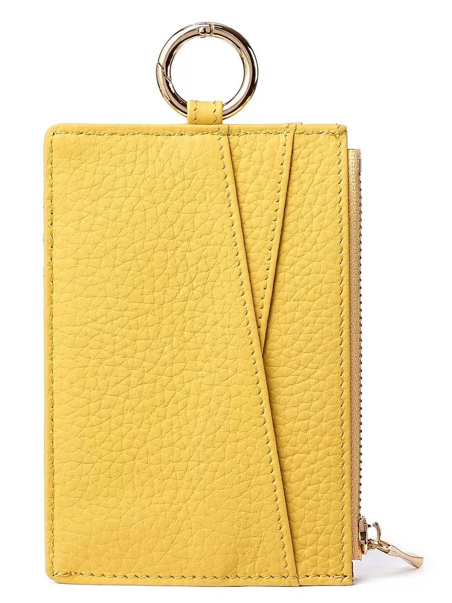 Yellow leather wallet produced for UK retailer