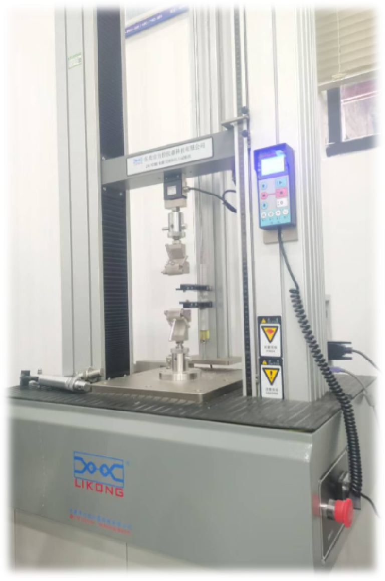 Tensile testing machine used to verify rubber part mechanical properties during capability studies