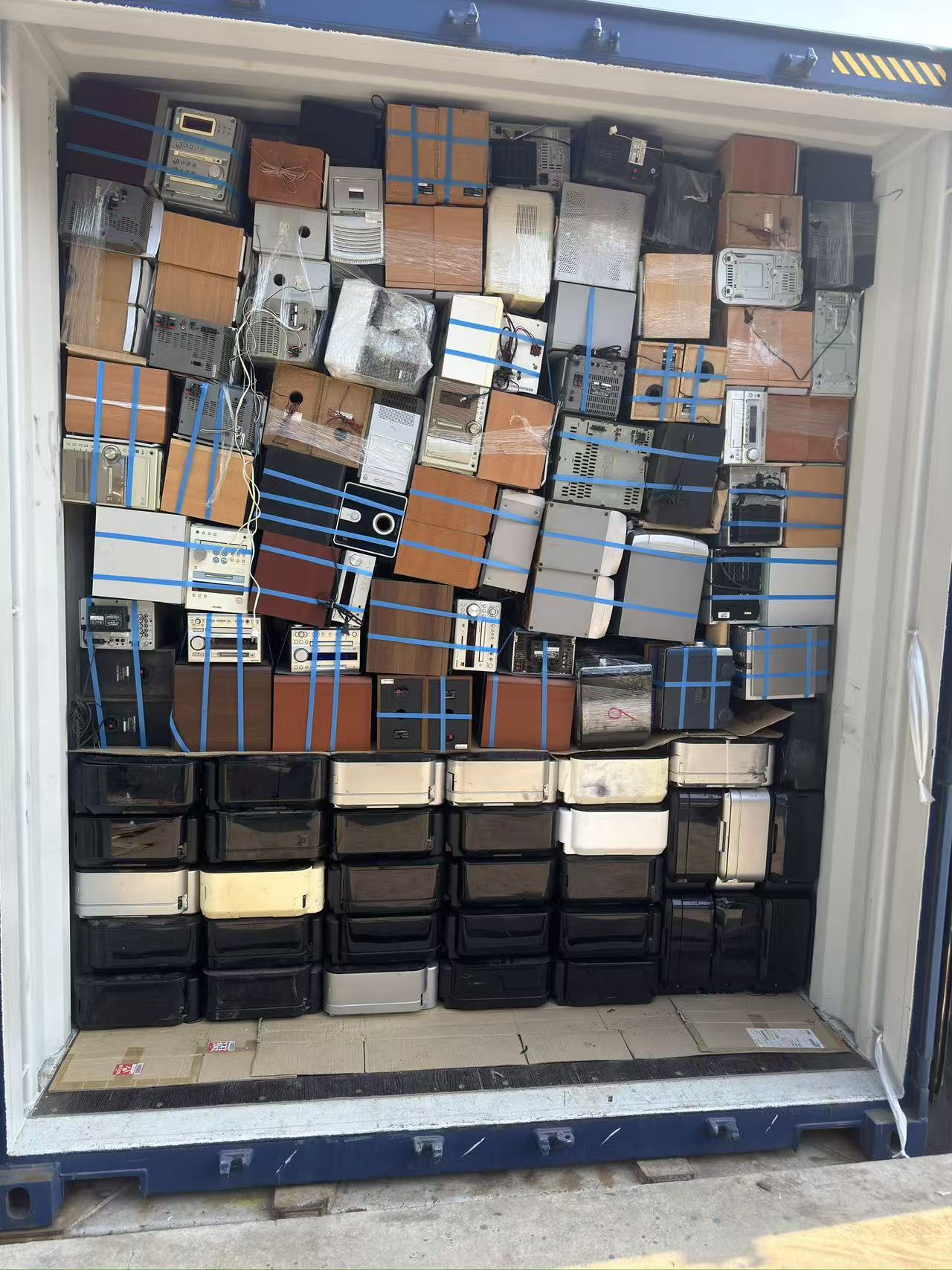 Container being loaded for Cambodia – full of pre-owned electronics and appliances after Tenma's quality screening