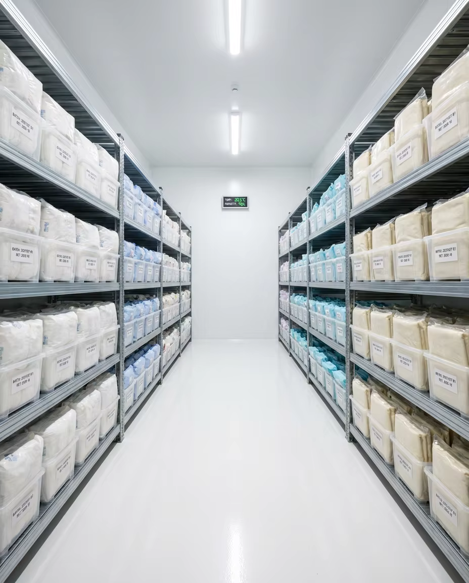 Uniquality sample retention room for batch traceability