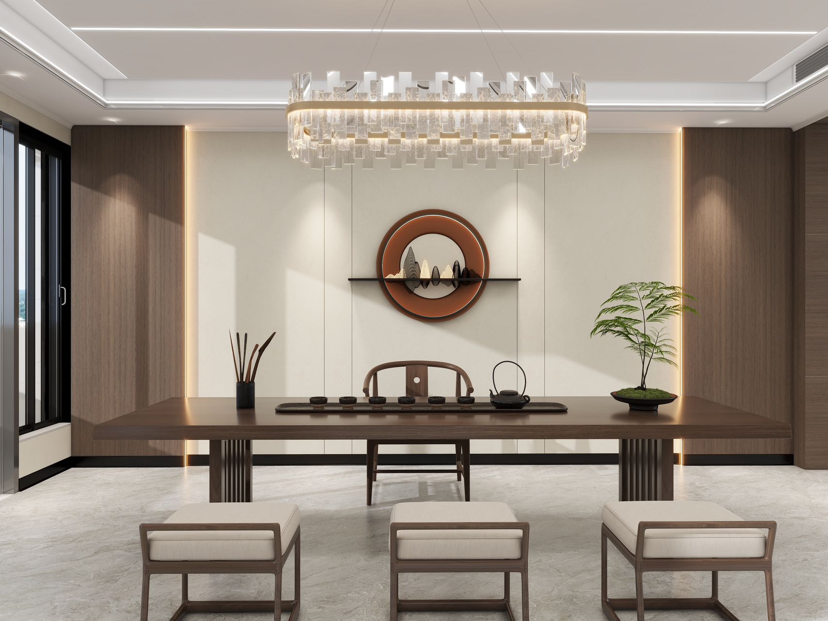 Modern kitchen and living room designed with Nanbeiwang all-aluminum honeycomb panels