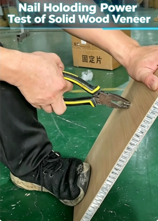 Nail grip test on Nanbeiwang all-aluminum honeycomb panel